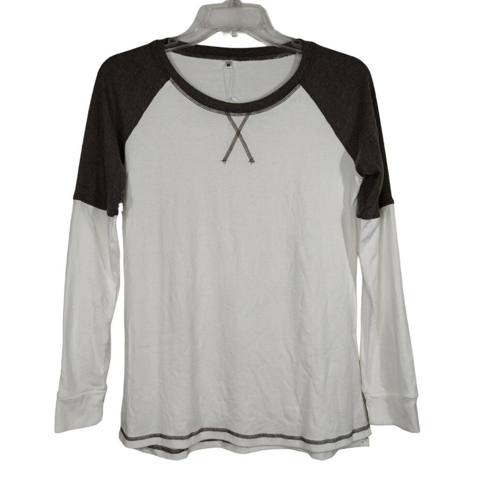 Todolor T-Shirt Shirt Men Size M Cream Brown Long Sleeve NEW